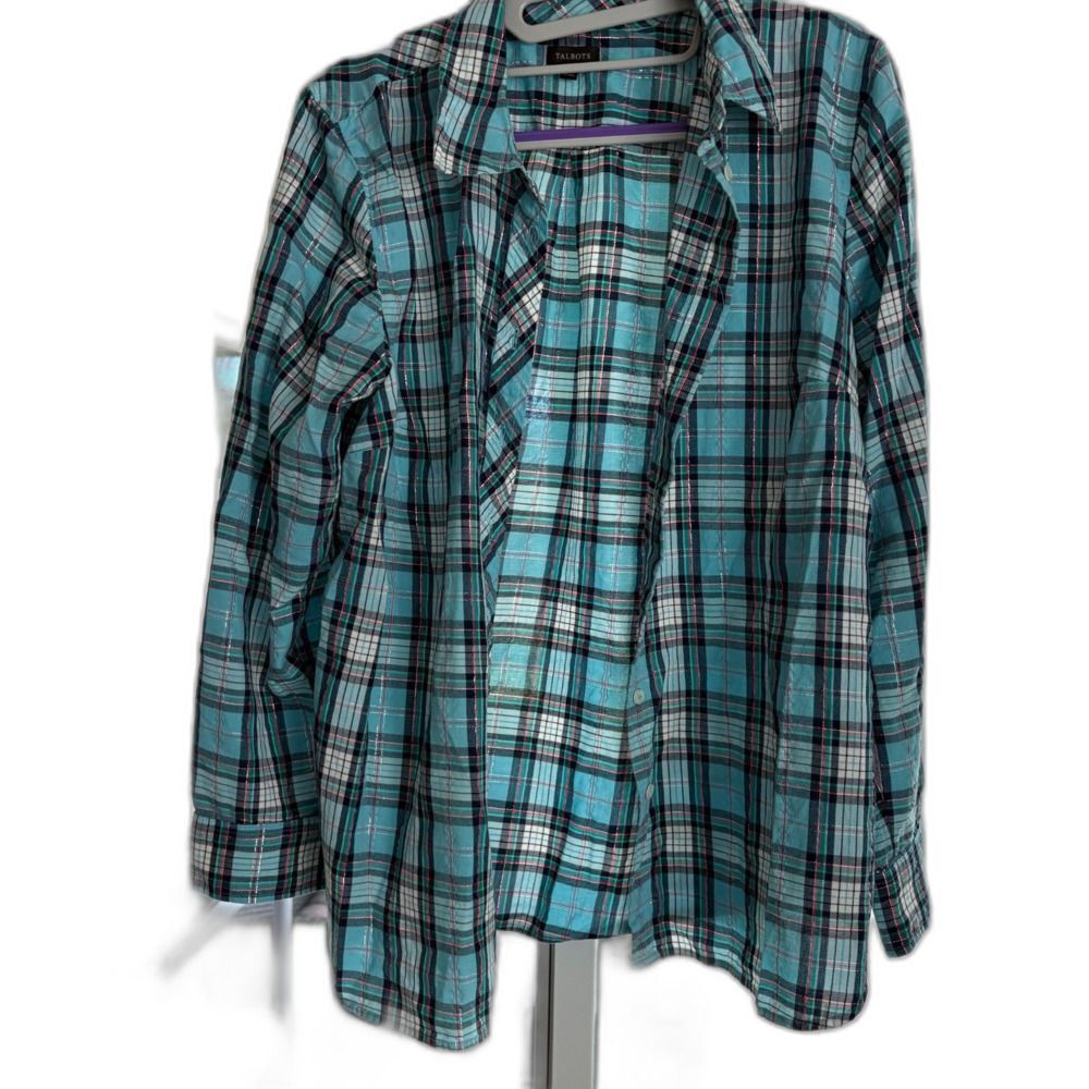 Talbot Long Sleeve Button Front Shirt Size Large EUC - Picture 3 of 10